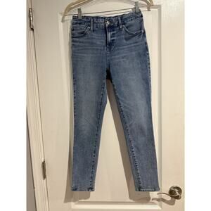 Women's Express Size S Regular Cropped Skinny Mid Rise Flex Stretch Blue Jeans